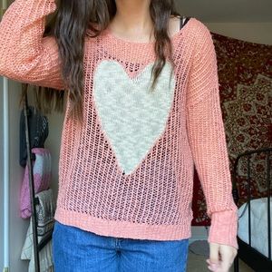 Peach Heart Sweater